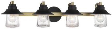 Minka Lavery 4894-685 Westfield Manor Clear Seedy Glass Bath Vanity Wall Mount Fixture, 4-Light 240 Total Watts, Sand Coal w/Soft Brass
