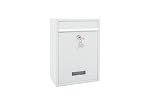 Burg Wachter Style Wall Mounted Steel Lockable Weather Resistant Post Box 31x21.5x7cm - White
