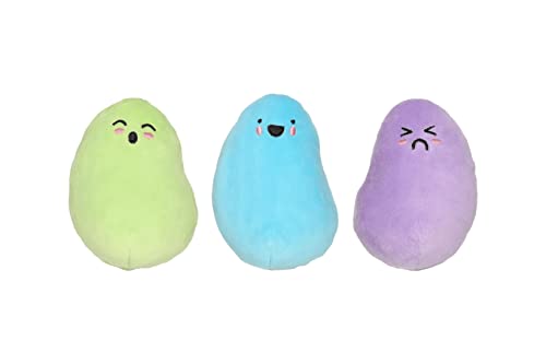 Pearhead Jelly Beans Plush Dog Toys, Pet Easter Basket Gifts, Pastel Squeaky Interactive Playtime, Set of 3