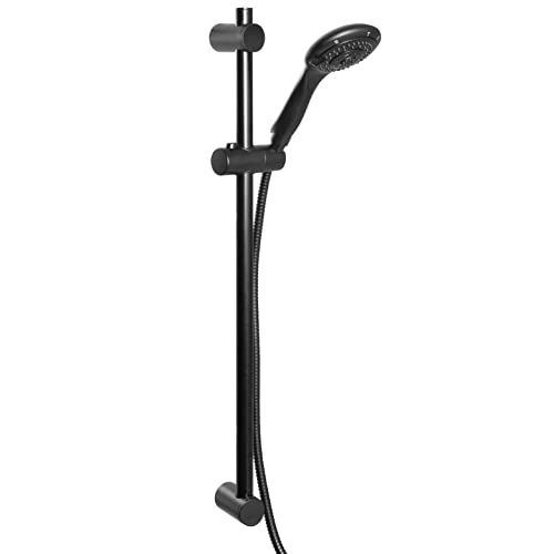 bremermann Ensemble de barre de douche, avec douchette, flexible de douche en acier inoxydable de 1,75 m et barre de 71,5 cm, kit complet de douche (noir)