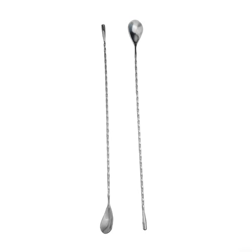 Lot de 2 cuillères à mélanger en acier inoxydable pour mélanger les cocktails, cuillères à café longues cuillères à café pour barman ou usage domestique (40 cm)
