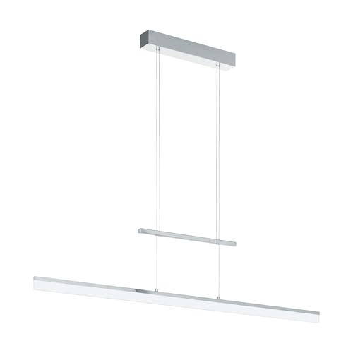 EGLO LED Pendelleuchte Tarandell, 2 flammige Hängelampe dimmbar, höhenverstellbar, Hängeleuchte aus Aluminium, Stahl und Kunststoff, Esstischlampe, Wohnzimmerlampe hängend in Chrom, Satiniert