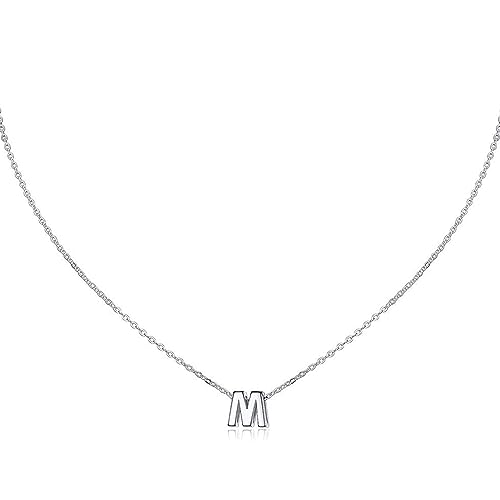 isigno Collar Letra Inicial Mujer Colgante 26 Letras Plata de Acero Inoxidable Mini Alfabeto Joyería Minimalista de Nombres para Madres Niña Parejas, Mejor Amiga,M
