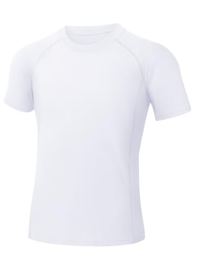 Image of Somaibo Boys Compression Shirt Athletic Football Short Sleeve for Kids | Youth Basketball Baseball Undershirts Quick Dry Sports Base Layer T-Shirt