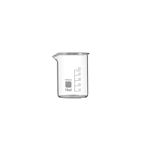 Rocwing Boro 3.3 Glass Graduated Measuring Beaker for Lab or Kitchen (2x50ml)