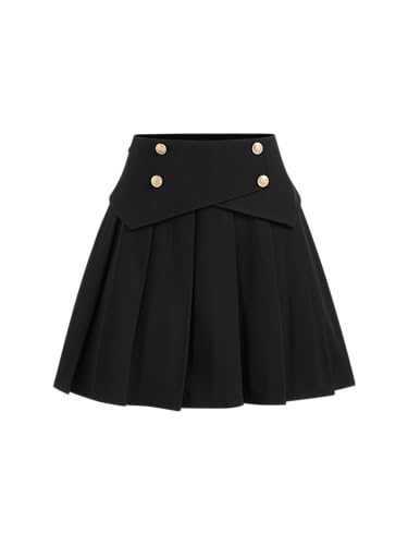 CIDER Pleated Mini Skirts Women's Skirt Mid Waist Button A Line Skater Pleated Short Skirts Fashion Skirt