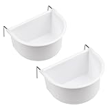 MEISH 2Pcs Bird Feeding Dish Bird Cage Feeding Bowls D-shaped Bird Food Plastic...