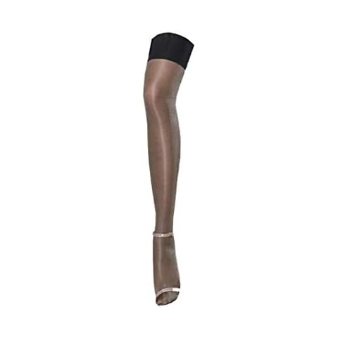 Long-Perfect Shiny Retro Thigh Highs Hosiery Tights Contrast Color Thigh Stockings (GREY) Cover