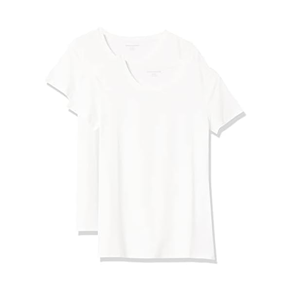 Amazon Essentials Women's Classic-Fit Short-Sleeve Crewneck T-Shirt, Pack of 2, White, Medium