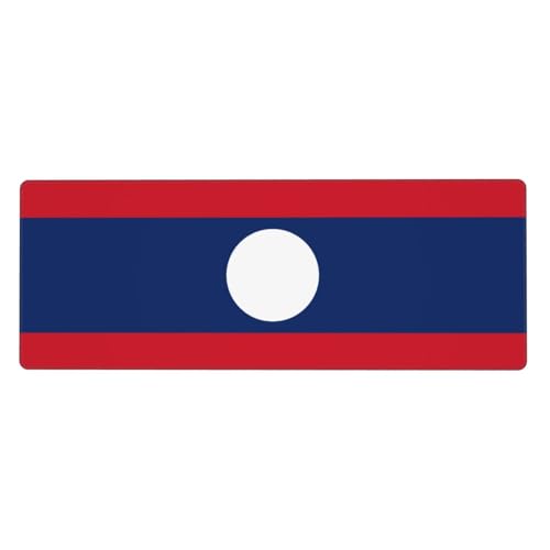 Tapis de souris drapeau du Laos, 30 x 80 cm, avec un motif imprimé, adapté pour le bureau, les jeux et le bureau.