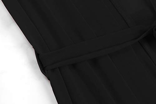 Pink Queen Women's Long Sleeve Flowy Maxi Bathing Suit Swimsuit Tie Front Robe Cover Up Black S #TOP4