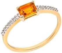 YoTreasure Healing Crystal Citrine & White Topaz 10kt Yellow Gold Engagement Ring