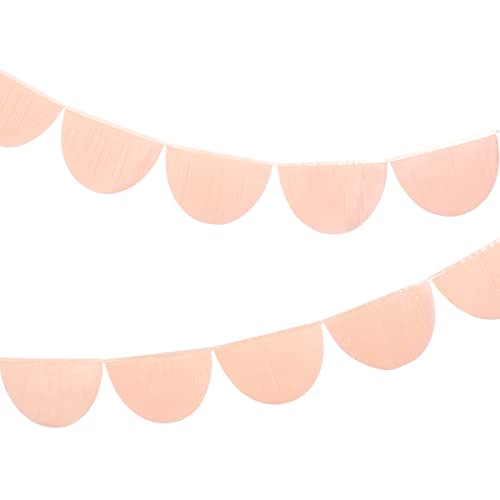 Image of Meri Meri Peach Scallop Pennant Banner (Pack of 2), 13' Party Banner Including Excess Cord, Garland Birthday Party Decorations