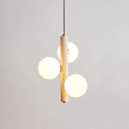 Lampe suspendue en travertin jaune style vintage japonais élégant pour chambre
