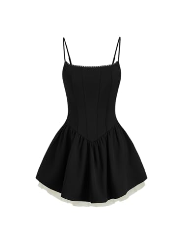 CIDER Mini Dress Square Neck Bowknot Ruffle Layered Short A Line Party Vacation Dress High Waist Sleeveless