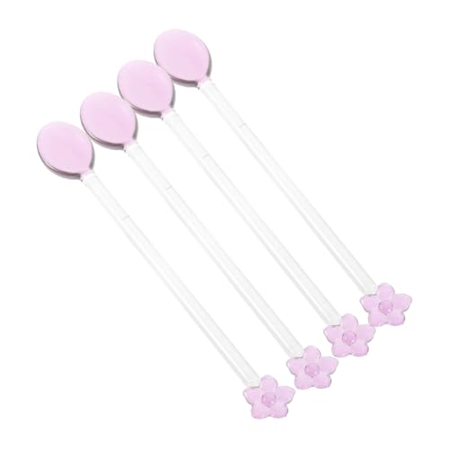 Alipis Elegant Glass Stirring Spoons Set of 4 Mini Spoons Long Handles for Tea Coffee and Cocktail Stirring