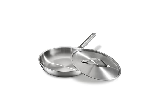 VEDNHOL Stainless Steel Frying Pan 12 Inch with Lid
