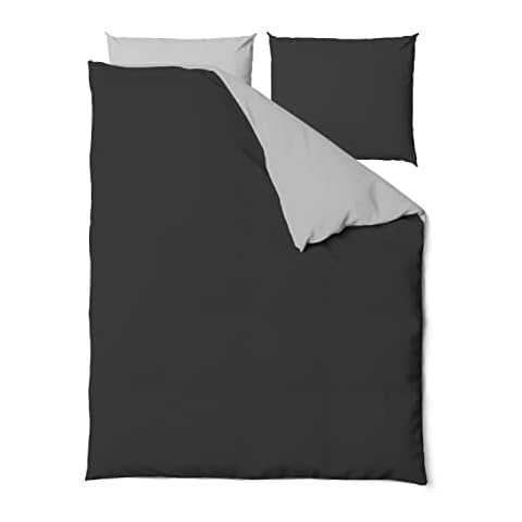 arteneur® - 100% recycled bed linen 135 x 200 cm grey with pillowcase 80 x 80 cm - extra cuddly reversible bed linen in modern duvet set 135 x 200 cm for children and adults Cover