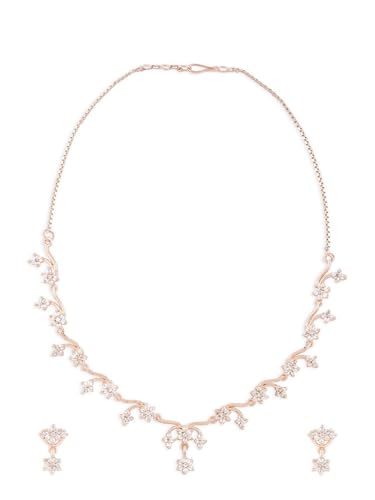 Juego de joyas para mujer DMZ-2707 bañado en oro rosa con gemas de circonita cúbica