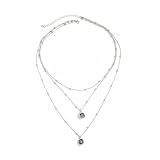 Collar con colgante de diamantes negros de acrílico portátil, ajustable, cadena de múltiples capas, joyería para casual o formal, elegante collar de cadena de aleación