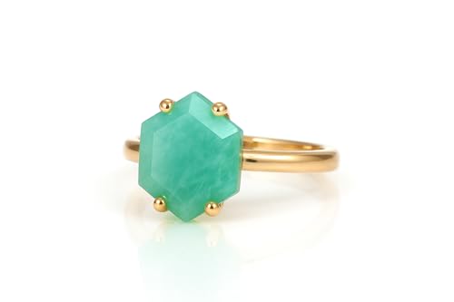 Bague en amazonite ajustable sans nickel faite à la main - 7