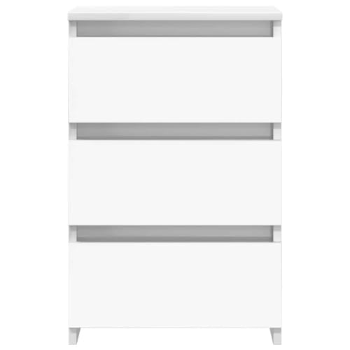 vidaXL 2X Nachttisch mit 3 Schubladen Nachtschrank Nachtkonsole Nachtkommode Schlafzimmer Schrank Kommode Hochglanz-Weiß 40x35x62,5cm Holzwerkstoff