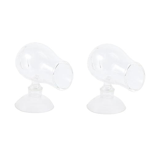 COSMEVIVI Glass Fish Feeding Cup Aquarium Feeder for Fish Food Container Easy Suction Mount