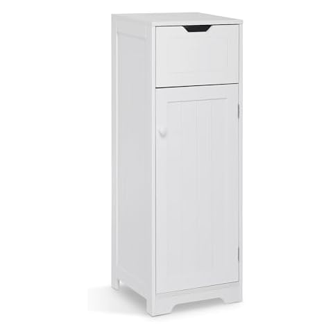 Mondeer Bathroom Floor Cabinet with Drawer and Shelves Cover