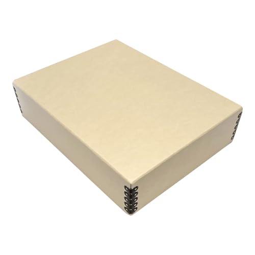 Lineco Museum Archival Storage Box, 9.75x12.75x3 in. Drop Front Design. Acid-Free with Metal Edge. Organize Photos, Pictures, Prints, Documents, Crafts, DIY. Tan, 1 Pack