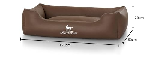 Knuffelwuff Kunstleder Hundebett Sidney XXL 120 x 85cm Braun - abnehmbarer Bezug - leicht zu reinigen - für große, mittelgroße und kleine Hunde