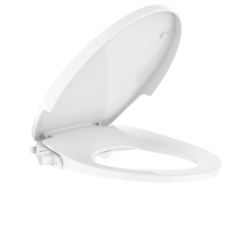 Bidet Toilet Seat Elongated – Non-Electric Dual Nozzle Self-Cleaning Bidet Seat for Personal Hygiene, Adjustable Water Pressure, Soft Close PP Material, Easy Installation for Family Bathroom