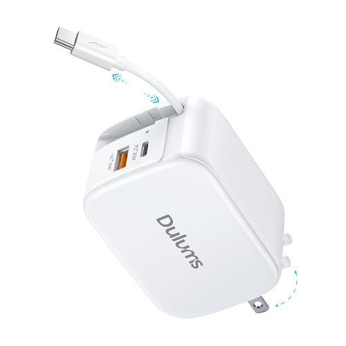 Image of Retractable Wall Charger,40W Dual Port QC3.0+PD Fast USB C Charging Block,Type C Power Adapter Brick Cube for iPhone 16 /15 /14 /13 /12 Pro Max Plus,Samseng Galxy S24 /S23(with 2.6FT USB C Cable)
