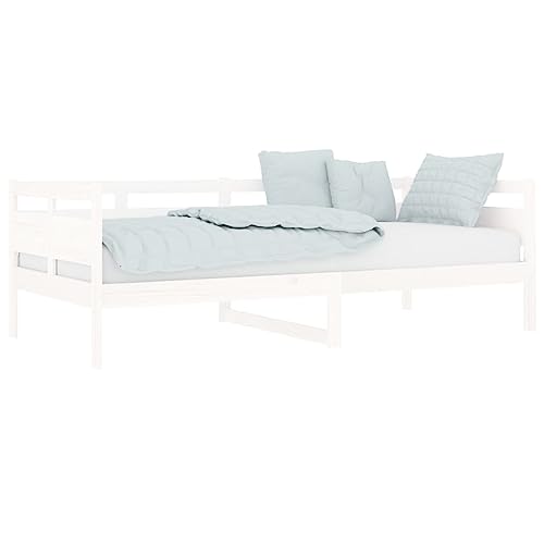 vidaXL White Day Bed, Solid Pine Wood & Plywood, Versatile Guest Bed/Sofa, 90x200cm