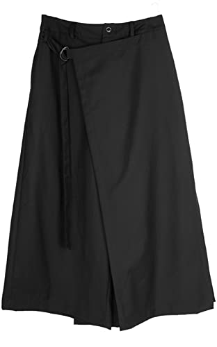 CLANMILUMS Men's Black Skirt Pants Casual Loose Harem Harajuku Kimono Trousers4