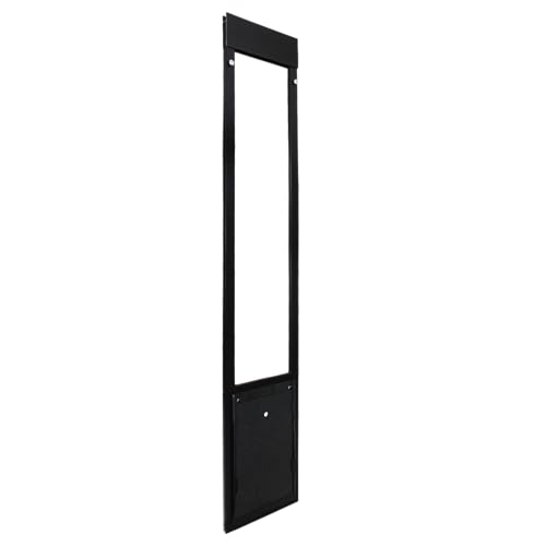 Dragon Pet Door For Sliding Glass Doors | Pet Friendly Pet Door Insert For Aluminum Frame Doors | Easy Installation | Black, Medium Double Flap, 93.25"-96.25" Slider Height #TOP4