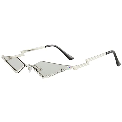 Vintage 90s Rimless Rhinestone Sunglasses Fashion Rhombus Crystal diamond Y2K Candy Color Cat Eye Party Glasses