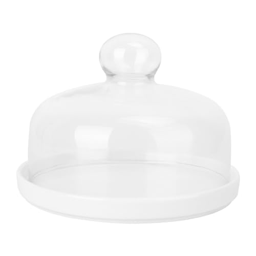 HEMOTON Cake Serving Plate with Dome Glass Dessert Stand Tray Pastry Cheese Display Glass Dome Cloche Plate Centerpiece for Cream Cake Desert Salad 16CM/ 6. 5