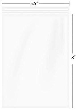 HTgroce (Pack of 100) 5.5"x8" Clear Poly Resealable Plastic Bags 3 Mil Reclosable Reusable Storage Bags, Packing Bag for Food, Candy,Cookies
