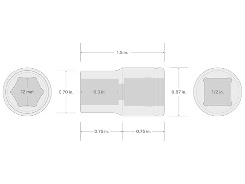 Image of TEKTON 1 /2 Inch Drive x 12 mm Shallow 6-Point Socket | SHD22112