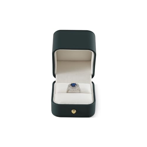 Yinbeini Caixa de anel, estojo de anel de couro, caixa de joias masculina premium, caixa de anel de luxo para proposta, caixas de anel verde escuro