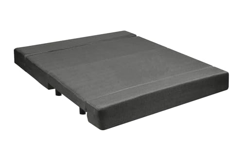 Image of 3-Seater Sofa Cum Bed with Ottoman, 5x6 Ft Folding Design in Jute Fabric, Space Saving Convertible Furniture for Living Room & Guest Use - Grey
