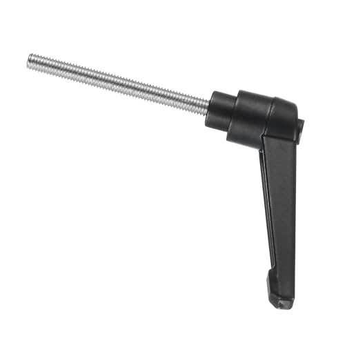 Image of uxcell Adjustable Clamping Lever Handle M5 x 45mm Metric 304 Stainless Steel Male Threaded Stud Hand Knobs Push Button Ratchet Rotating Screw Handles Bolts with Locking Lever Black