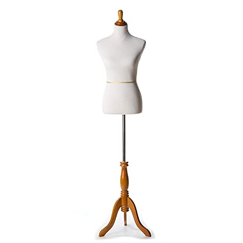 Image of GKT Adjustable Female Dress Form Mannequin Size 12 | White Tailor Dummy with Wooden Tripod Stand | Perfect for Sewing, Draping, Garment Fitting & Display