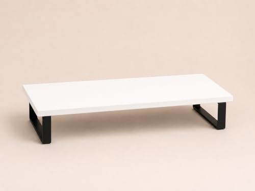 Image of Wooden Monitor Stand with Storage Organizer For Desk, Tables, Office, Home, Studio, Study Table | Desktop Ergonomic Monitor Stand Riser (White, Large (with metal legs))