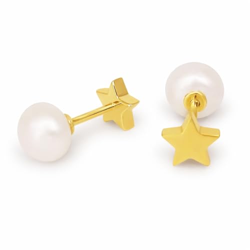 Boucles d'oreilles en argent doré avec perle de culture d'eau douce éclatante
