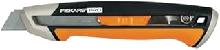 Fiskars Nóż segmentowy, Długość 16,5 cm, w tym ostrze (18 mm), Stal nierdzewna/ tworzywo, czarny/ pomarańczowy, CarbonMax, 1027227