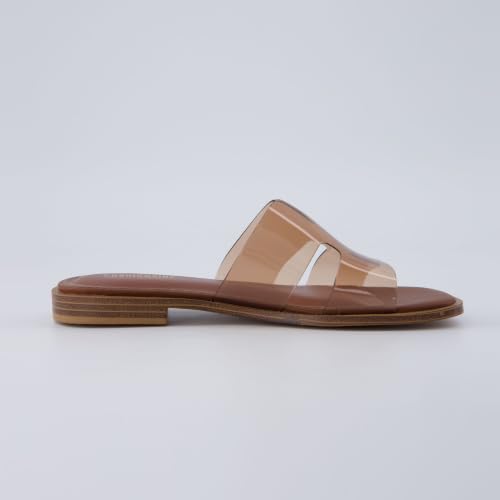 Image of CUSHIONAIRE Voyage Cutout Strap Slides for Women, Slip On Summer Flats, Trendy Footwear, Memory Foam Vegan Leather Comfortable Vacation Style Sandals