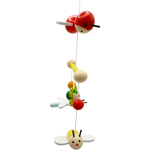 goki 52924 Mobile 3-D Frühlingswiese aus Holz, Blumen und Bienen, Tiere, zugucken und staunen, 24x45cm, mehrfarbig, Baby