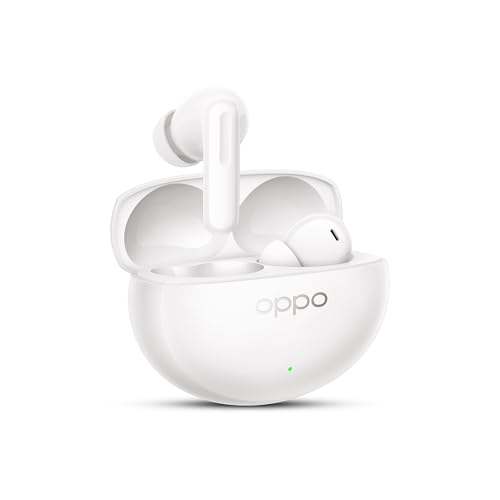 Image of Oppo Enco Air5 Pro True Wireless in-Ear Earbuds with 12mm Dynamic Driver and 55dB ANC with Hi-Res Audio with LHDC 5.0, 54Hrs Playtime,Low Latency,Fast Charging.(Pearl White)