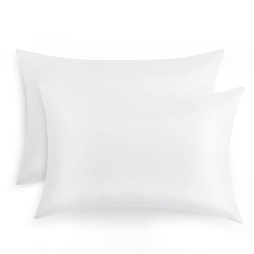RUIKASI Federe Cuscini Letto 50x80 - Coppia di Federe Cuscini Letto Matrimoniale Microfibra 50 x 80 cm, Chiusura a Busta, Bianco
